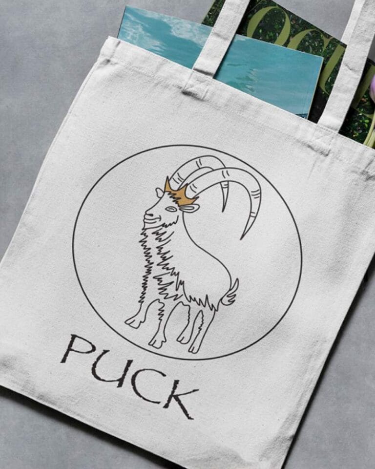 Puck Fair jute bag detail