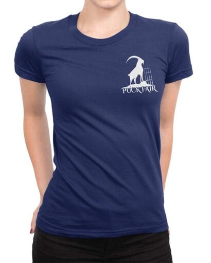 Puck Goat and Stand T-shirt womens - navy blue